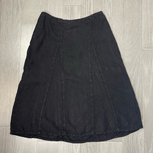 cut loose Skirts Cut Loose 0 Linen Black A Line Flare Midi Skirt